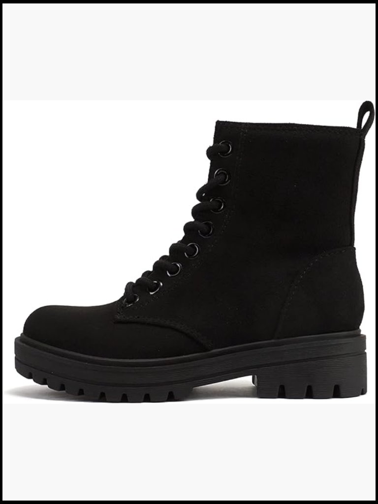 Combat Ankle Bootie Lug Sole Lace Up Chunky Platform Lightweight Flat